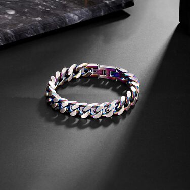 Чоловічий браслет LUCKY2+7 з ланцюгом у стилі Куба, сріблястого кольору, чорний, з нержавіючої сталі