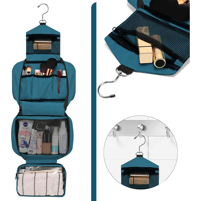 Чоловіча/Жіноча дорожня косметичка-органайзер з 4 відділеннями, велика місткість, компактна, зелена