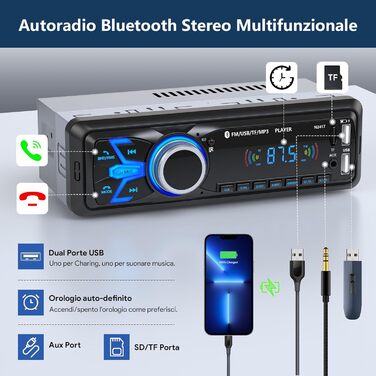 Автомагнітола Bluetooth 1 DIN MP3-плеєр для авто