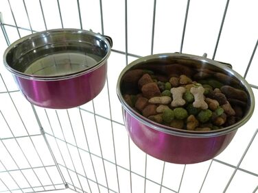 Миски для собак Ellie-Bo для фургонів, кліток або вольєрів, 1 пара (рожевий, 0.6L), маленькі