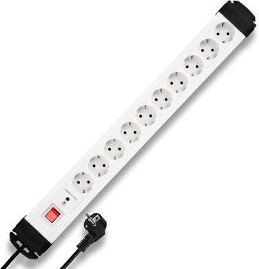 Многорозеткова смуга REV з захистом від перенапруги, 10 розеток, 2м, білий, 3680W