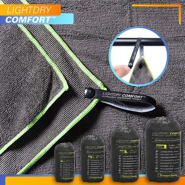 Спортивне рушник LightDry® Original з мікрофібри - туристичне, для подорожей, басейн, спортзал. Швидковисихаюче, антибактеріальне, 120x60 см, антрацит