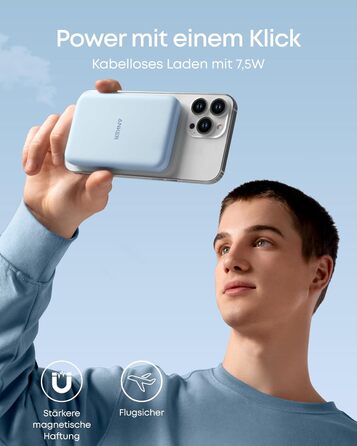 Anker MagGo 5000mAh Power Bank (Магнітний) для iPhone 12/13, Blue