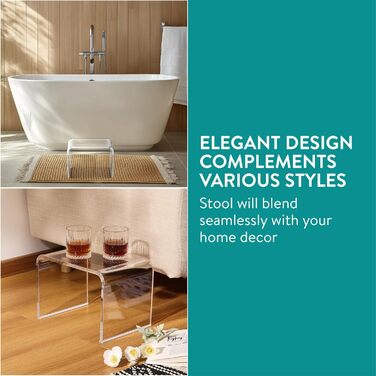 Navaris Acrylic Shower Stool modern - Bathroom stool for the shower - Ideal as a shower chair, bathroom stool, bathroom seat - Stool for shower - Seat stool bathroom - Chair Transparent