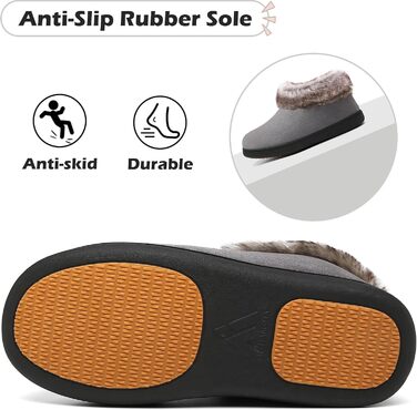 Жіночі теплі халапи з антиковзкою підошвою Mishansha, халапи з меморі-піною, плюшеві тапочки, розмір 36-43 EU (40 EU, сіре хутро)