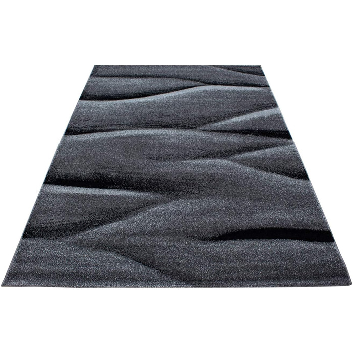 Килим для вітальні HomebyHome 200x290 см сірий в клітинку - для спальні, кухні, їдальні. Короткий ворс, м'який, легко миється