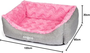 Ортопедичне ліжко для собак CopcoPet Pia – м'яке собаче гніздище з віскоеластичною начинкою – миється, не слизьке, легке у догляді, зручне та щадяще для суглобів – для маленьких собак (100 x 80 см, Рожеве)