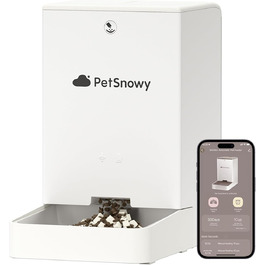 Автоматичний годівниця для котів та собак PetSnowy 4L з Wi-Fi, керування через додаток, подвійне живлення, свіжість корму, 1-10 прийомів на день, кремово-білий колір