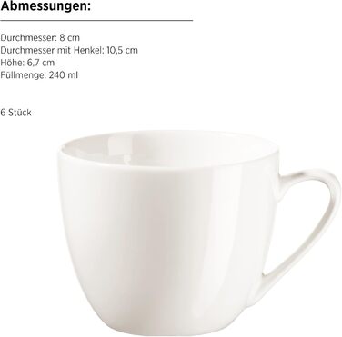 MÄSER Belmira: класичний сервіз для 6 осіб (12 предметів) з порцеляни, білий (кавовий сервіз)