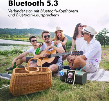 MP3-плеєр 32GB з Bluetooth 5.3 та динаміком, портативний Hi-Fi плеєр для дітей з 2.8-дюймовим сенсорним екраном, FM-радіо та диктофоном, підтримка TF-карт до 128GB (Золотий)
