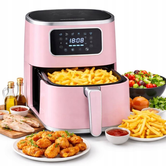 Аерофритюрниця Air Fryer 5л, 1450 Вт, велика чаша XL, рожева