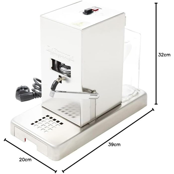 La Piccola Satinata Italian Espresso Machine for ESE Pads | Environmentally conscious and economical in consumption | For standard 44mm, Silver, KAVLP9111 La Piccola Satinata Stainless Steel