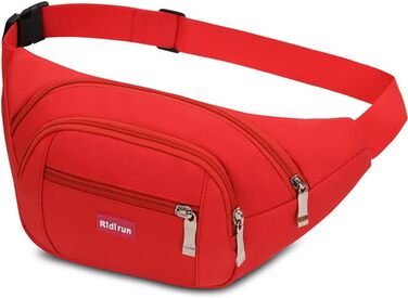 Водонепроникна поясна сумка, сумка на пояс, спортивна сумка на стегно для жінок та чоловіків, 3 кишені на блискавці, для туризму, відпочинку, спорту, червона