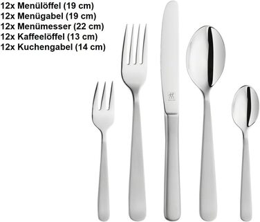 ZWILLING Trend 60-Piece Cutlery Set, for 12 People, 18/10 Stainless Steel/Premium Blade Steel, Polished/Brushed, Silver Plastic-Free 60-Piece