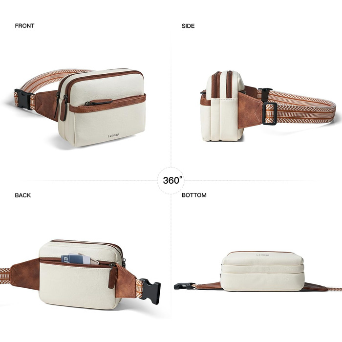 Women's Fanny Pack Small, Crossbody Bag Women's PU Leather Theft-Proof Bag Waterproof Belt Bag Women's Hip Bag for Outdoors, Travel, Cycling, Beige