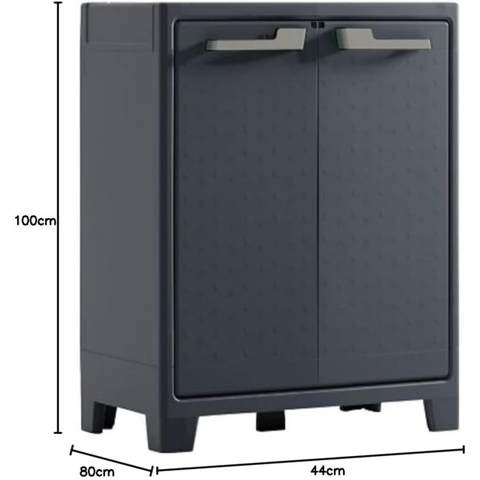 Keter Moby Plastic Cabinet, tall, anthracite/green/gray, cm, including 4 adjustable shelves each with a 30kg load capacity, suitable for indoor and outdoor use, UV and water-resistant (IPX3) (80 x 44 x 100)