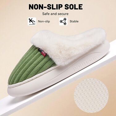 Зимові плюшеві тапочки Guyarns для жінок та чоловіків з піною Memory Foam, кордов'янта, неслизька підошва, комфортні домашні капці, зелені, 38/39 EU