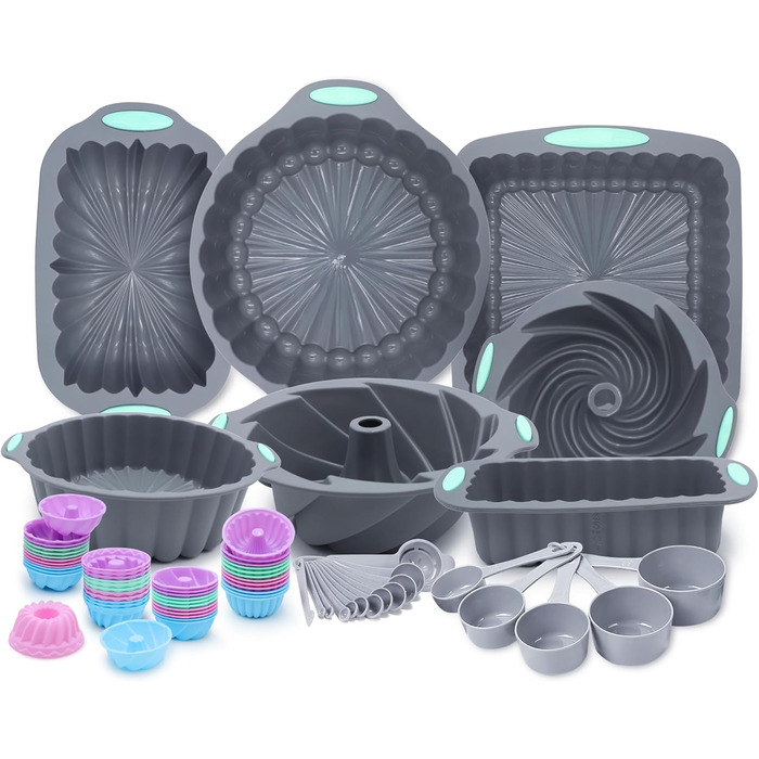 Набір силіконових форм для випічки Tongjude 72 шт. – антипригарні, сірого кольору