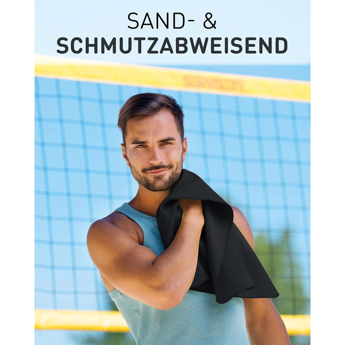 Рушник з мікрофібри Fit-Flip - компактний та легкий - швидковисихаючий рушник з мікрофібри - для подорожей, спорту, пляжу, басейну - великий рушник 50x30cm та 120x60cm - 1 шт. (Чорний Онікс)