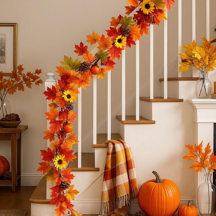 Прикраса оселі на осінь: гірлянда з 30 LED-ліхтариків, 3 метри, для дому та вулиці, листя, осінній декор, прикраса вікон, кімнатні рослини, День подяки, декор для осені