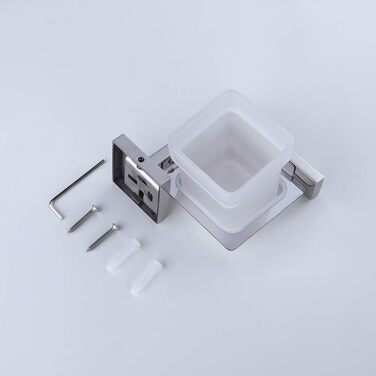 Stainless Steel Toothbrush Holder Bath Drinking Glass Tumbler with Holder Wall Mount, Polished Surface, K7007P