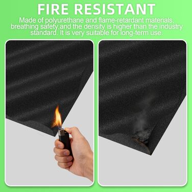 Акустичний поролон Foneso для звукоізоляції, панелі-поглиначі шуму 30x30x5 см, висока щільність 25кг/м³, хвилястий візерунок, чорний (8 шт.) для студії, офісу та кімнати запису