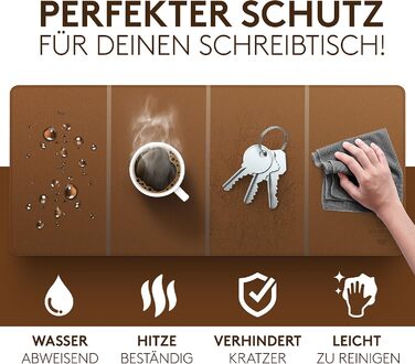 Підкладка під стіл HAMZAM PU Leder 90x40 см - преміум якість, з інтегрованим ковриком для миші (Колір: Коричневий)