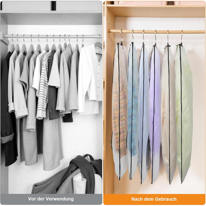 12 містких мішечків для одягу Dntorx, 60x100 см, PEVA, прозорі, з блискавкою. Захист для костюмів, сорочок, пальто.