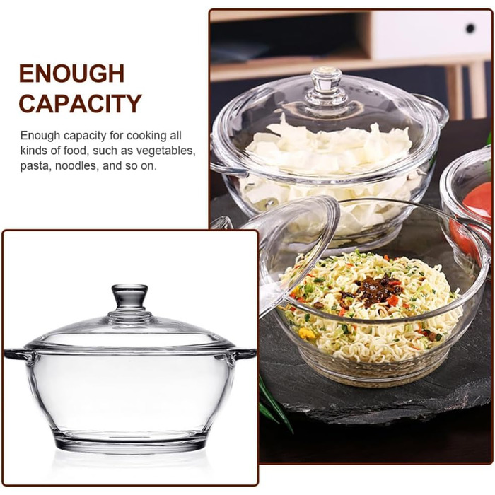 Cabilock Glass Pot Soup Pot Glass Pot Induction Pot Glass Pan Heat-Resistant Glass Pot Borosilicate Glass Pot Braising Pot Noodle Bowl For Transparent M Yogurt Casserole