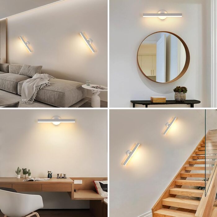 LED дзеркальна лампа Riserva 12W для ванної кімнати, поворотна 300°, 38 см, 3000K, чорний колір