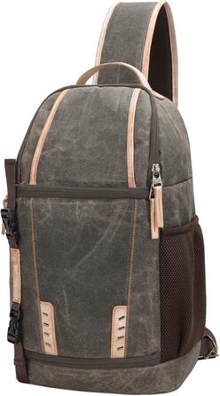 Сумка для камери Neuleben Sling Rucksack Vintage, водонепроникна, з канвасу, унісекс (зелена)