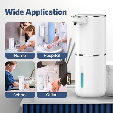 Автоматичний дозатор мила HAPPHOOH, 380 мл з інфрачервоним сенсором, USB-зарядка, водонепроникний (IPX5), для кухні, ванної кімнати, школи, готелю