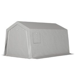 Outsunny Shed with Gabled Roof, Waterproof Tool Tent with Doors, Windows, Anti-Dust Bicycle Cover, Folio Shed, Bicycle Garage for Terrace Garden, 300 x 447 x 255 cm, Light Grey | Aosom