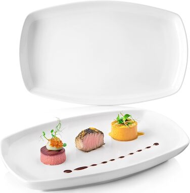 Набір сервірувальних тарілок Sänger Bilgola (2 шт.) - порцеляна, білий колір, 23 x 34 см | для м'яса, риби та закусок | PREMIUM COLLECTION