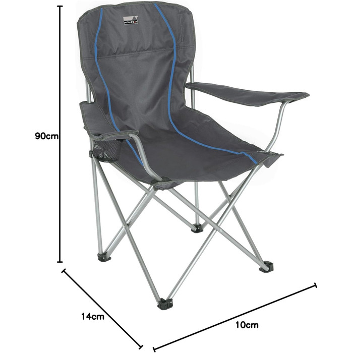 Крісло для кемпінгу High Peak Salou, темно-сірий/блакитний, 54x43,5x41/93 см