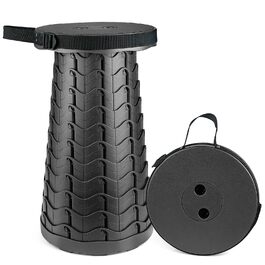 Трапляний розкладний стільчик-телескоп Hesanzol для кемпінгу, риболовлі, відпочинку на природі. Максимальне навантаження: 180 кг, чорний