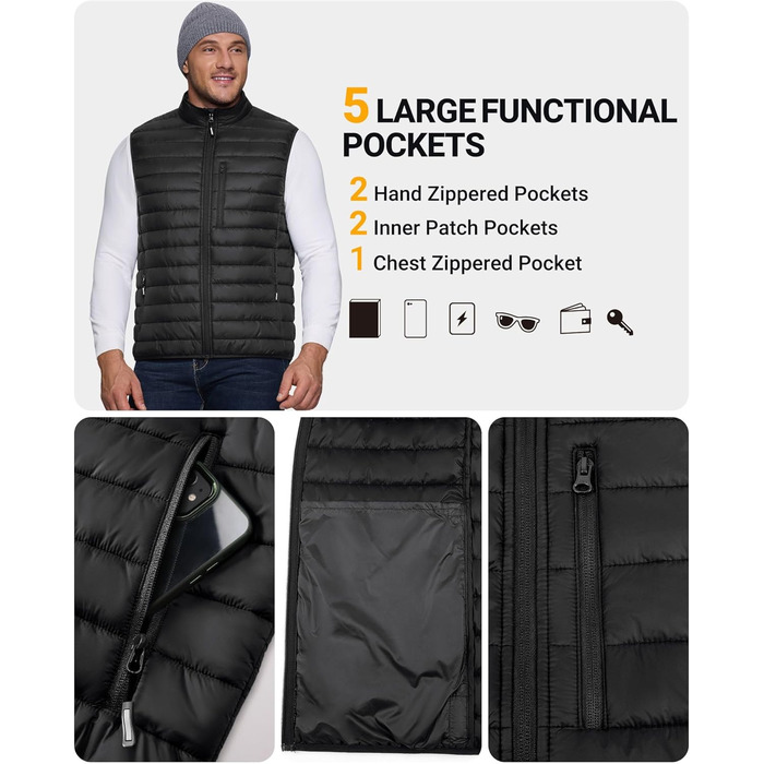 Чоловіча степкова жилетка Outdoor Ventures, чорна, XL. Ідеально для бігу, гольфу, походів та їзди на коні. Легка, пакується, гібридна модель.