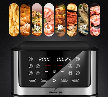 Аерофритюрниця Lehmann 8 л, 1800 Вт з вікном для перегляду