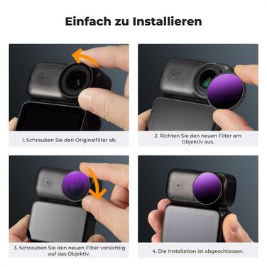 Набір ND-фільтрів K&F Concept для DJI Osmo Nano (ND8, ND16, ND32, ND64) — 4 шт, нейтральний сірий фільтр з HD-скла та алюмінієвою рамою, FD151