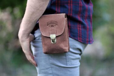 Genuine Leather Belt Pouch 'Bobby' - Large Hip Bag for Women and Men – Retro Medieval/Viking/Hiking Bag (Brown)