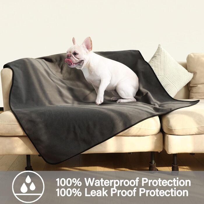 Водонепроникний килимок для собак Happy Hachi 150x127 см, фліс, для софи, машинного прання, автокрісла, меблів (сірий)