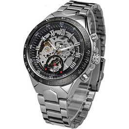 Скелет годинник: автоматичний механічний годинник для чоловіків з нержавіючої сталі, сріблястого кольору