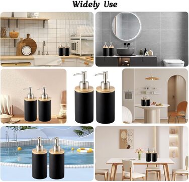 Дозатор для мила з кераміки, 500 мл, з металевим насосом, 2 шт. (білий/чорний)