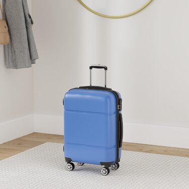 Валіза ручної поклажі KONO з роликами, жорсткий корпус, Trolley 55x38x22 см, 33 літри, легкий, ABS (Морська блакить)