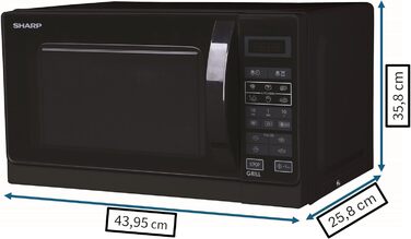 Мікрохвильова піч Sharp R642INW з грилем, чорна: компактна модель з таймером та блокуванням від дітей
