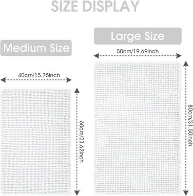 Килимок для ванної кімнати Jaritto з мікрофібри, 40x60 см, білий. Нековзкий, швидковисихаючий, для душу та туалету. Машинне прання.