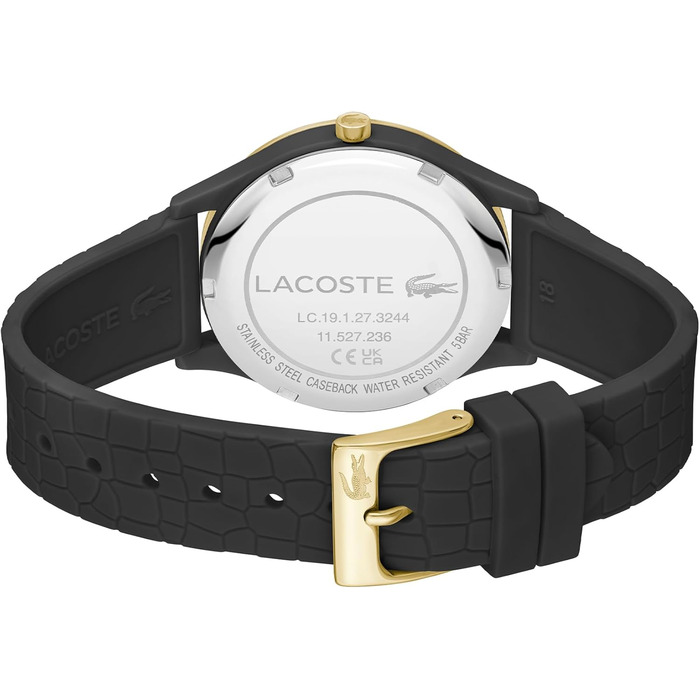 Годинник Lacoste Crocodelle Quartz для жінок з силіконовим ремінцем (чорний)