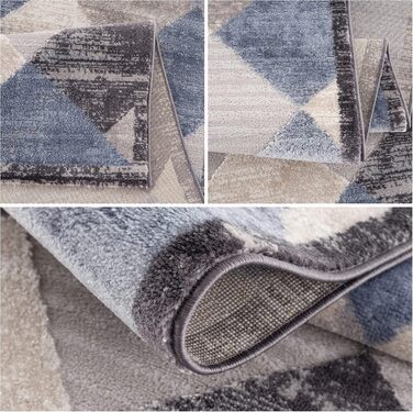 Килим SANAT Evra для вітальні - коротковорсовий килим з сучасним дизайном, підходить для вітальні, коридору, їдальні, спальні, кухні та дитячої кімнати (80x150 см, 200 x 280 см, прямокутний, блакитно-сірий)