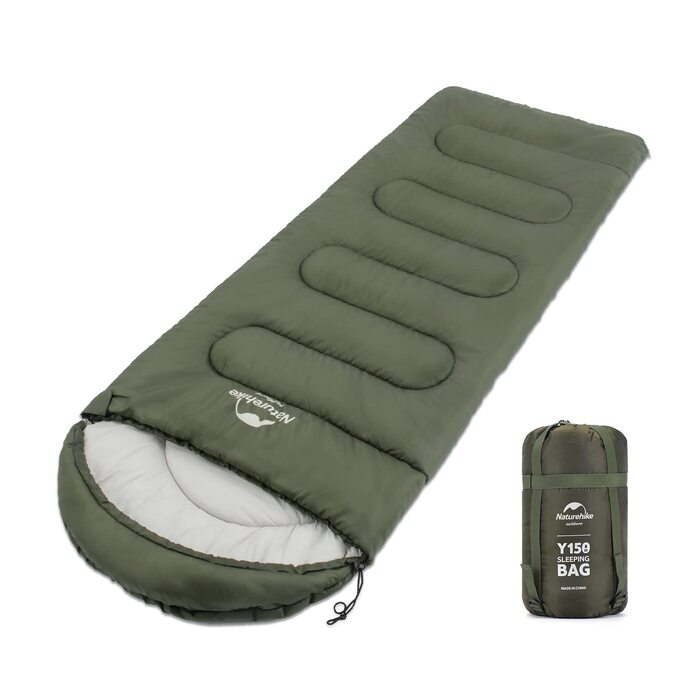 Бавовняний спальний мішок-худі Naturehike Y150L, температурний режим -6°C, зелений, лівий