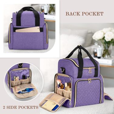 Косметичка для макіяжу Luxja: органайзер для косметики, дорожня косметичка для жінок, чоловіків та дівчат (фіолетова)